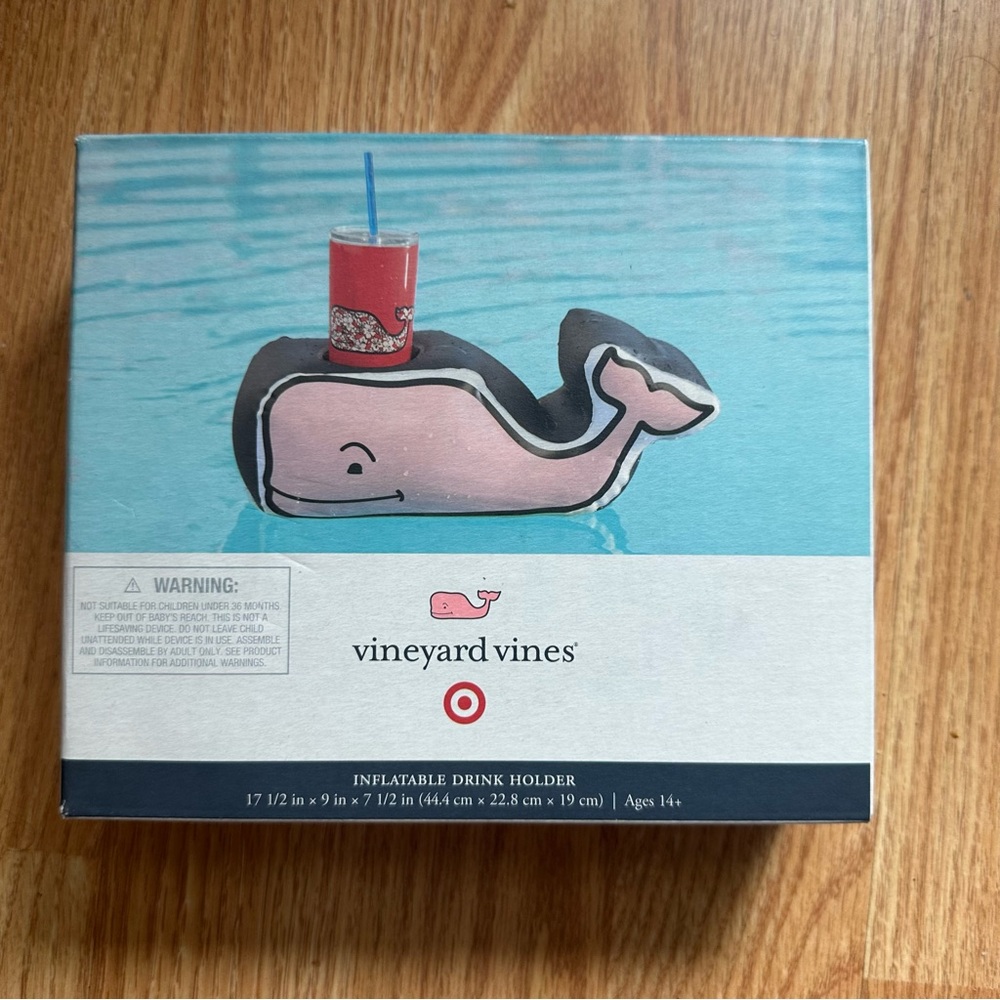Vineyard Vines For Target Inflatable Pink Whale Drink Holder NEW